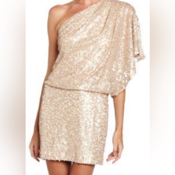 Jessica Simpson Dresses & Skirts - JESSICA SIMPSON Mesh sequin one shoulder dress